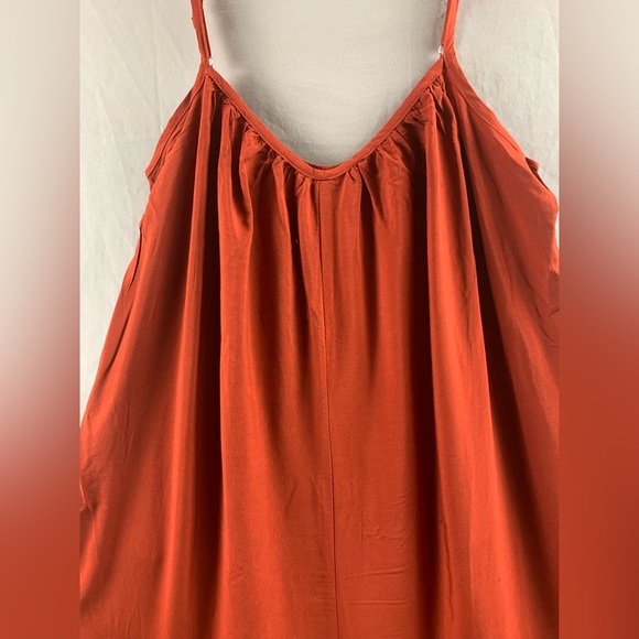 Rust Tropical Embroidery Wide Leg Cami Jumpsuit Without Belt - Picture 9 of 10